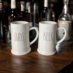 Rae Dunn Beer & Suds Mug Set (2) NWT
